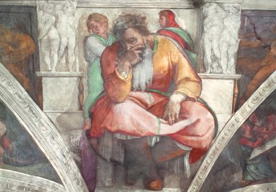 Sistine Chapel Ceiling: The Prophet Jeremiah (pre restoration) by Michelangelo Buonarroti